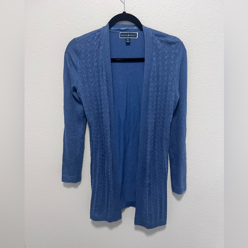 Karen Scott Blue Petite Cardigan Size Small